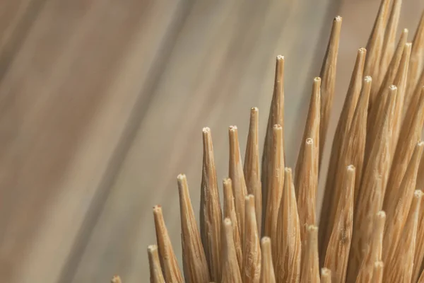 Close Beautiful Wooden Bamboo Toothpicks Background Texture Macro Photography View — Stock Photo, Image