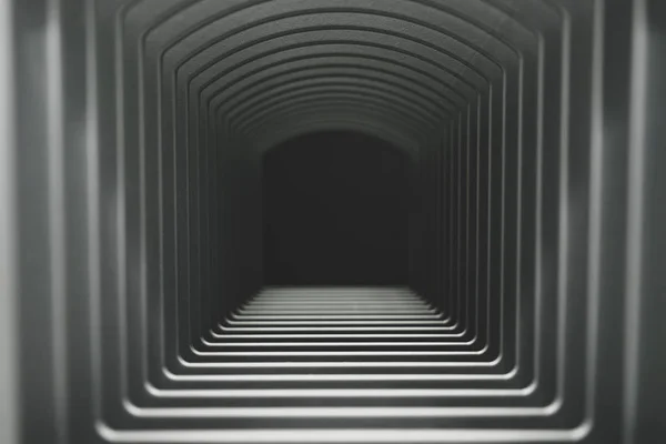 Piękny Abstrakcyjny Szary Tunel Czarne Tło Końca — Zdjęcie stockowe