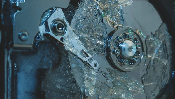 Tutup Detail Terbuka Yang Indah Latar Belakang Hard Disk Beku — Stok Foto