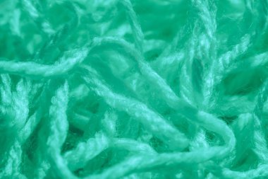 Aqua Menthe Güzel Pamuk ipliği arkaplan dokusunu kapatın. Makro fotoğrafçılık görünümü.
