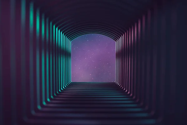 Hermoso Túnel Abstracto Con Luz Color Espacio Cosmos Fondo Final — Foto de Stock