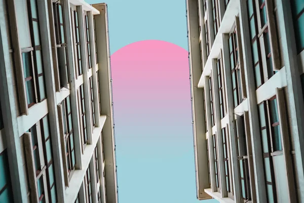 Mooi Abstract Surrealistisch Landschap Collage Concept Hedendaagse Kleuren Stemming Sociale — Stockfoto