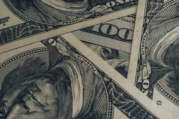 Feche Rosto Franklin Com Uma Centena Dólares Americano Dólares Americanos — Fotografia de Stock