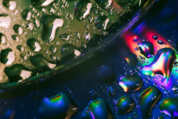 Fechar Belas Gotas Água Coloridas Fundo Disco — Fotografia de Stock