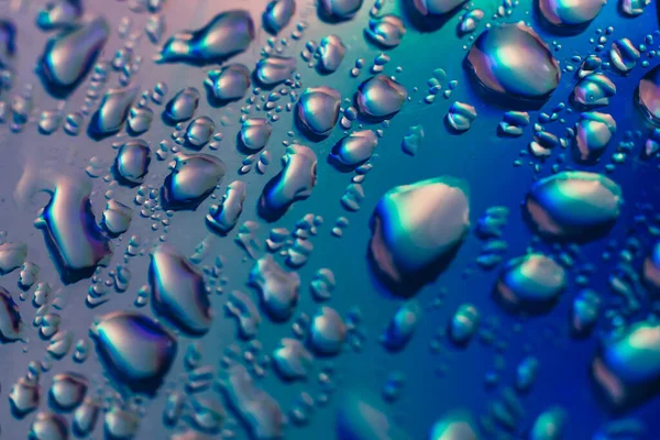 Närbild Vacker Abstraktion Fantom Blå Färg Ljus Vatten Droppe Holografisk — Stockfoto