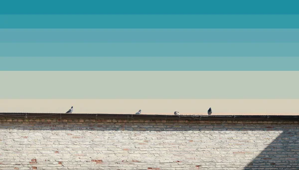 Bellissimo Astratto Surreale Concetto Paesaggio Geometrico Collage Colori Contemporanei Stato — Foto Stock