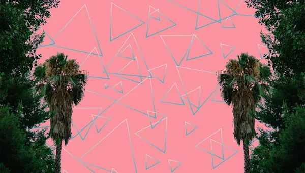 Güzel soyut gerçeküstü manzara kolajı konsepti, çağdaş renkler ve ruh hali sosyal arka plan.