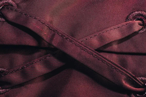 Закрыть Красивым Красным Текстильным Фоном Прошивкой Макрофотосъемка — стоковое фото