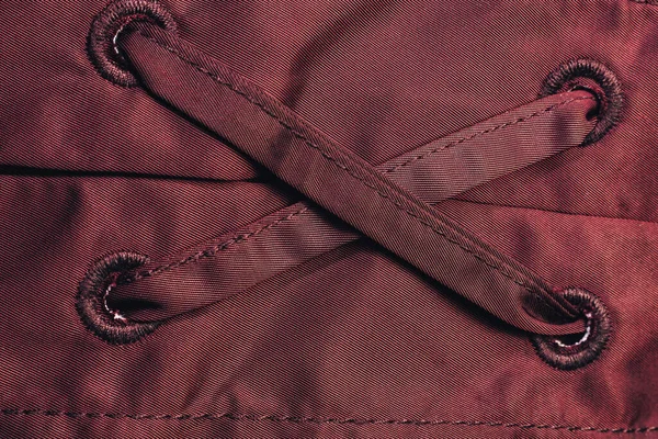 Nahaufnahme Schöne Rote Textilstoff Hintergrund Mit Nähten Makrofotografie Hintergrundmaterial Ansicht — Stockfoto