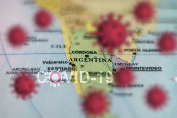 Surto Covid Novo Coronavirus 2019 Ncov Vírus Mapa Argentina Vírus — Fotografia de Stock