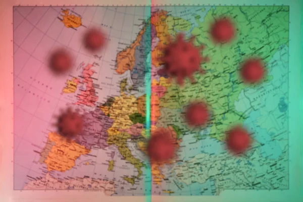 Krásná Rozmazaná Podkladová Mapa Koncept Cestovní Koronavirové Epidemie Covid Mapě — Stock fotografie