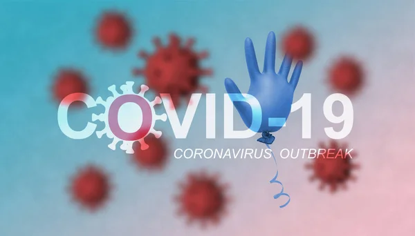 Güzel Uçan Lateks Cerrahi Soyut Bir Tıbbi Eldiven Coronavirus Salgını — Stok fotoğraf