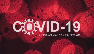 Kırmızı soyut bir bokeh arka planda COVID-19 Coronavirus salgını. Covid 19-NCP virüsü: bulaşıcı hastalık yayma ve yayılma. Salgın ve viral salgın