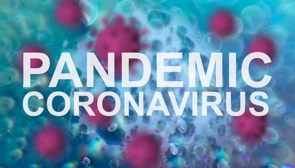 Palabras Pandemia Coronavirus Fondo Bokeh Abstracto Azul Covid Ncp Virus — Foto de Stock