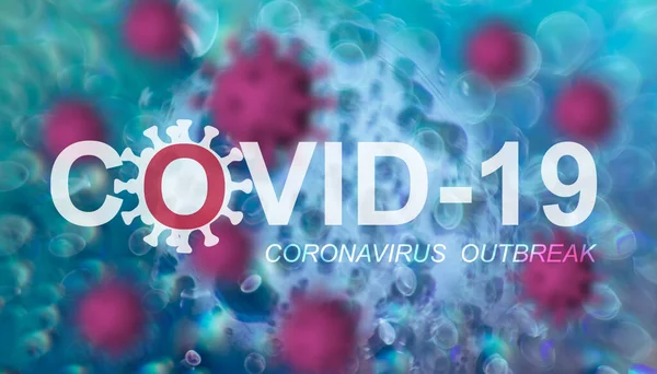 Mavi Soyut Bokeh Arka Planında Covid Coronavirus Salgını Covid Ncp — Stok fotoğraf