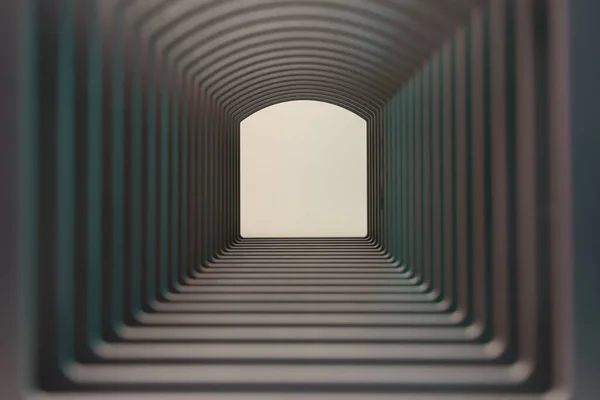 Schöne Abstrakte Graue Tunnel Mit Farblicht Auf Weißem Glanz Ende — Stockfoto