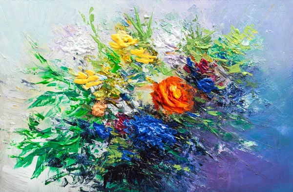 Pittura ad olio fiori — Foto Stock