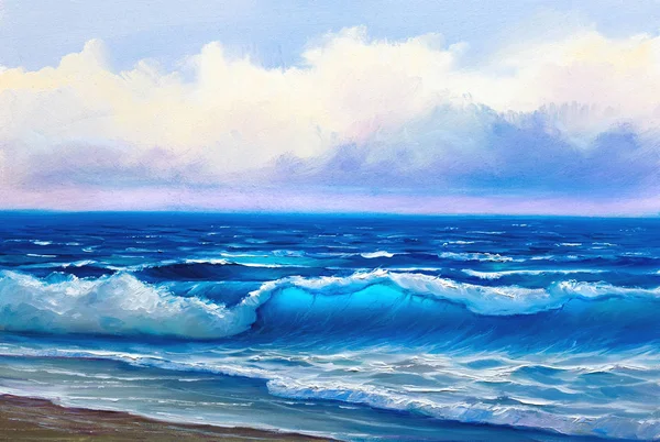 Pintura de paisaje marino.Ola de mar . —  Fotos de Stock
