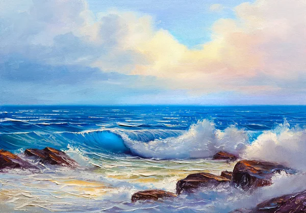 Pintura em paisagem marinha. Onda do mar . — Fotografia de Stock