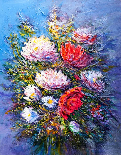 Pittura ad olio fiori — Foto Stock