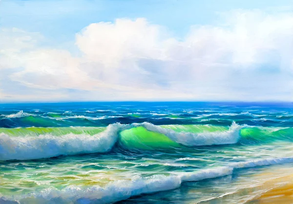 Seascape  painting .Sea wave.