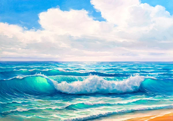 Seascape  painting .Sea wave. — Stock Photo, Image