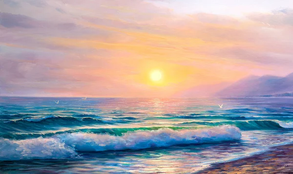 Pintura em paisagem marinha. Onda do mar . — Fotografia de Stock