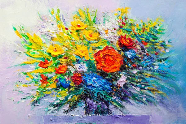 Pittura ad olio fiori — Foto Stock