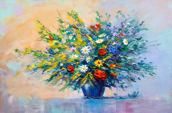 Pittura ad olio fiori — Foto Stock