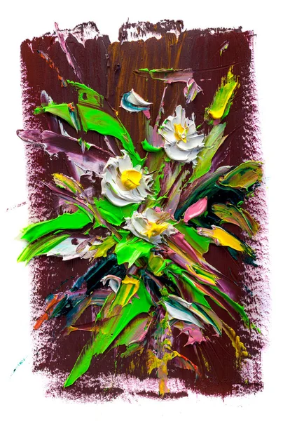 Obraz olejny kwiaty. Na białym tle. — Zdjęcie stockowe