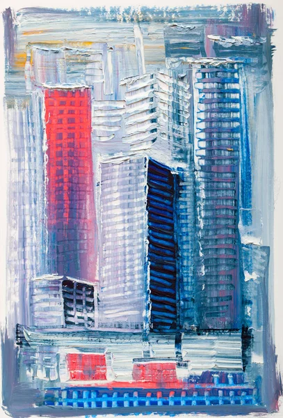 Abstract painting of urban skyscrapers. — Stock Photo, Image