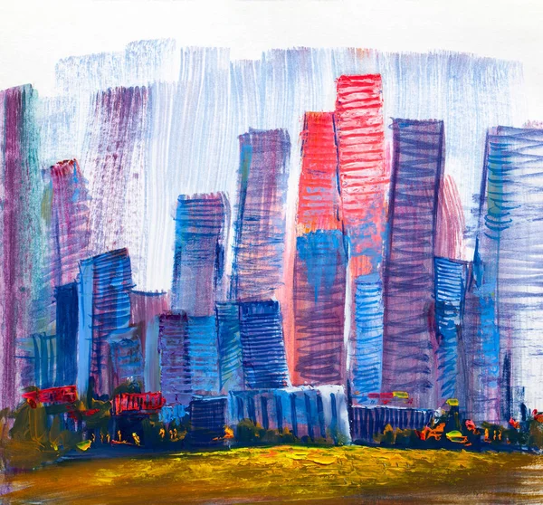 Абстрактная живопись городских небоскребов . — стоковое фото