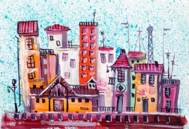 Renkli eski evleri ile sokak