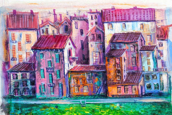 Rue avec de vieilles maisons colorées — Photo