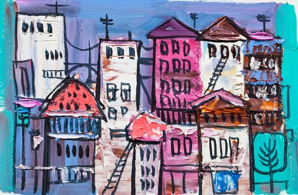 Pintura abstracta de edificios de la ciudad — Foto de Stock
