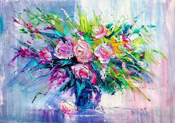 Pittura ad olio fiori — Foto Stock