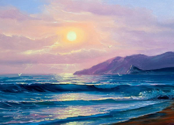 Seascape  painting .Sea wave. — Stock Photo, Image