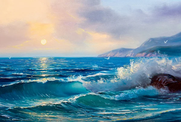 Seascape  painting .Sea wave. — Stock Photo, Image