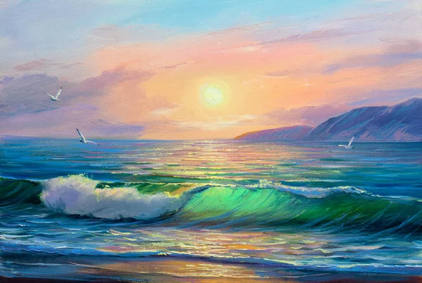 Seascape  painting .Sea wave. — Stock Photo, Image