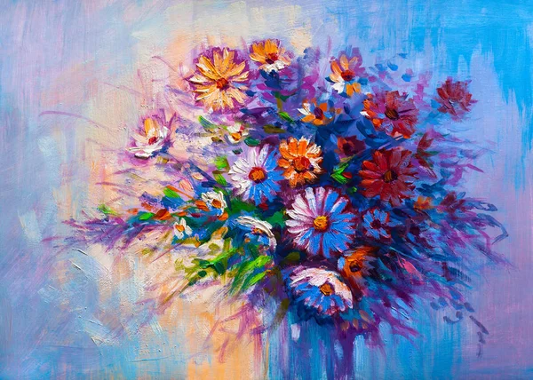 Pintura a óleo Flores Margarida — Fotografia de Stock