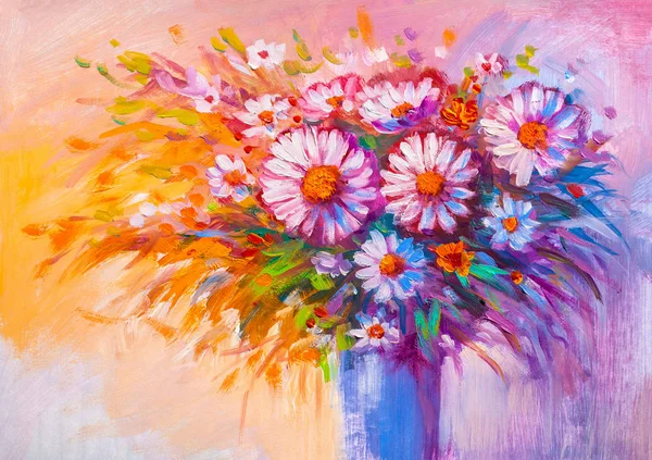 Pittura ad olio Fiori di margherita — Foto Stock