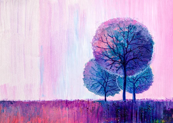 Alberi rotondi, pittura . — Foto Stock