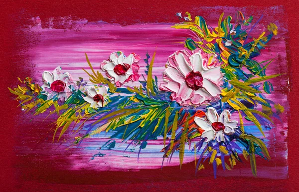 Olej namaloval kytici květin . — Stock fotografie