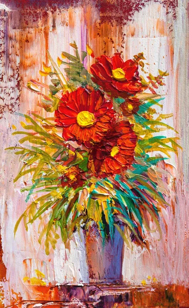 Dipinto ad olio un mazzo di fiori  . — Foto Stock