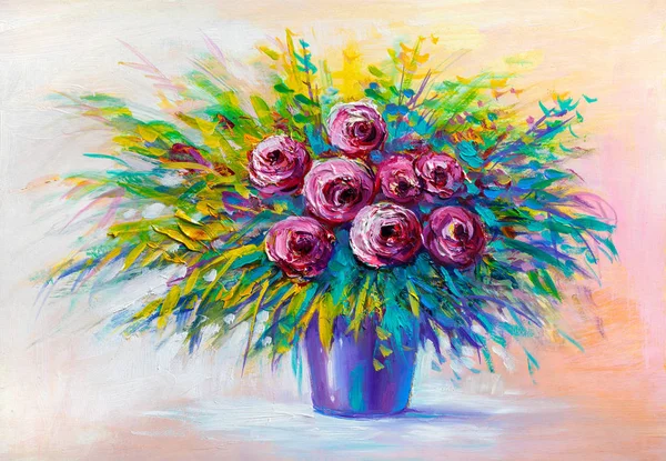 Hermosas rosas rojas, pintura — Foto de Stock