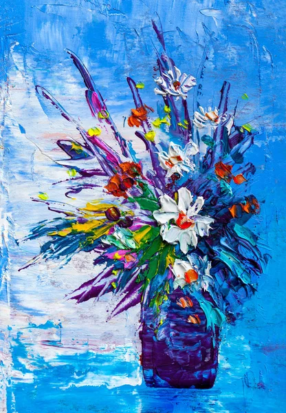 Pintura a óleo um buquê de flores  . — Fotografia de Stock