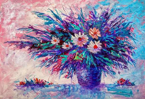 Pittura ad olio Fiori di margherita — Foto Stock