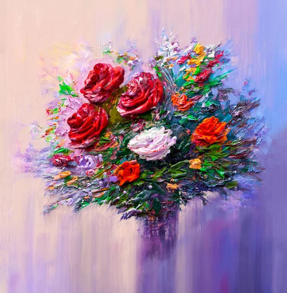 Beautiful red roses, painting