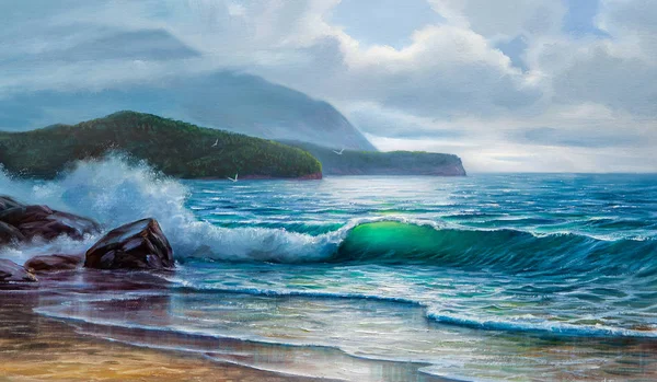 Pintura paisagem marinha — Fotografia de Stock