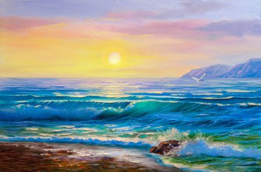 Resim deniz manzarası. Dalga deniz.